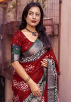 Maroon Dola Silk Cotton Saree