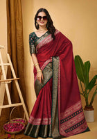 Maroon Dola Silk Cotton Saree