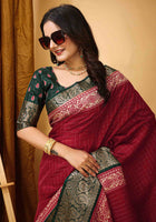 Maroon Dola Silk Cotton Saree