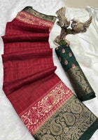 Maroon Dola Silk Cotton Saree