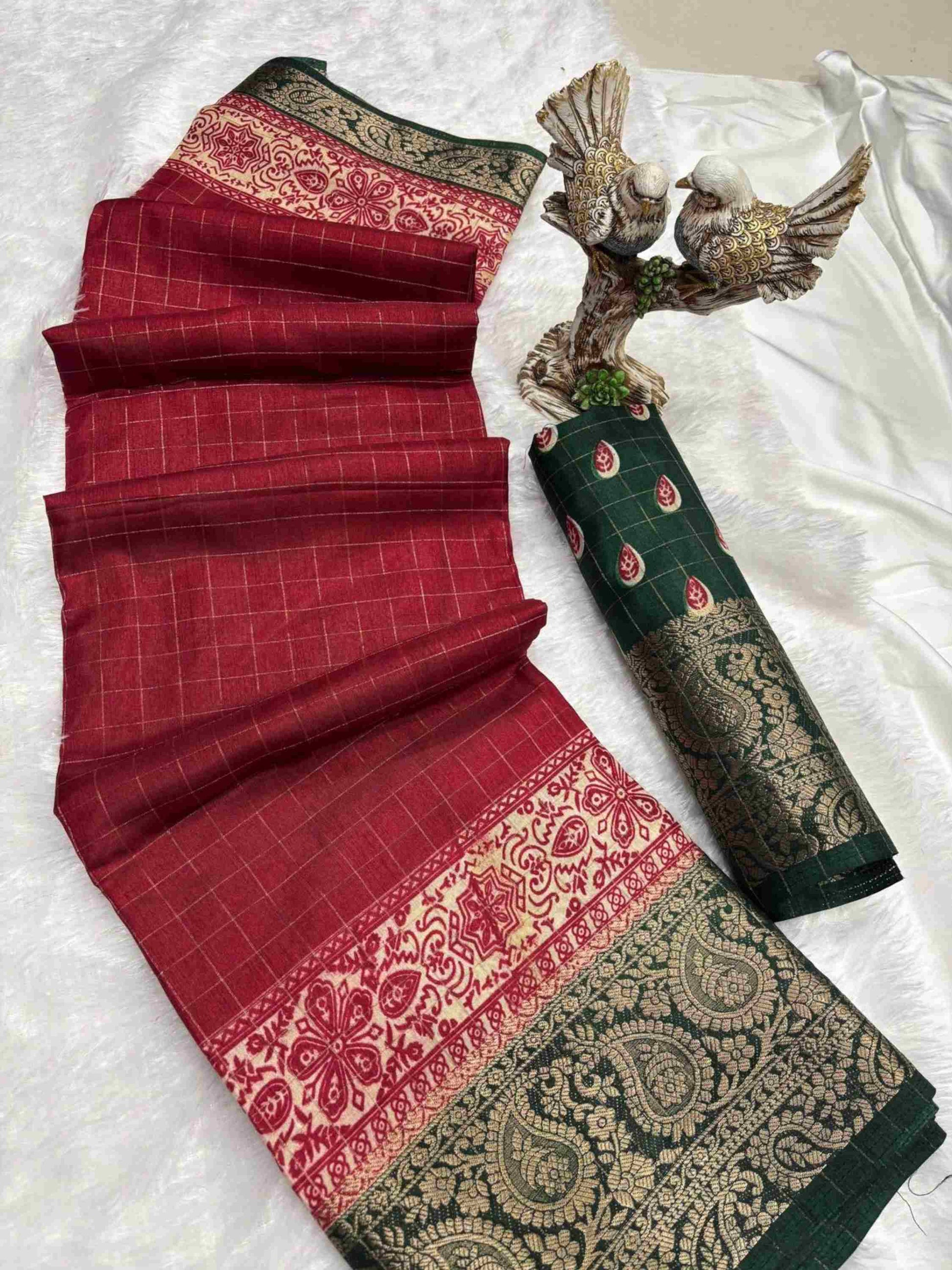 Maroon Dola Silk Cotton Saree