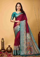 Maroon Dola Silk Cotton Saree