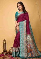 Maroon Dola Silk Cotton Saree