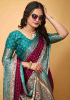 Maroon Dola Silk Cotton Saree