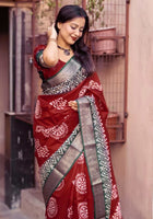 Maroon Dola Silk Cotton Saree