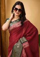 Maroon Dola Silk Cotton Saree