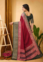 Maroon Dola Silk Cotton Saree