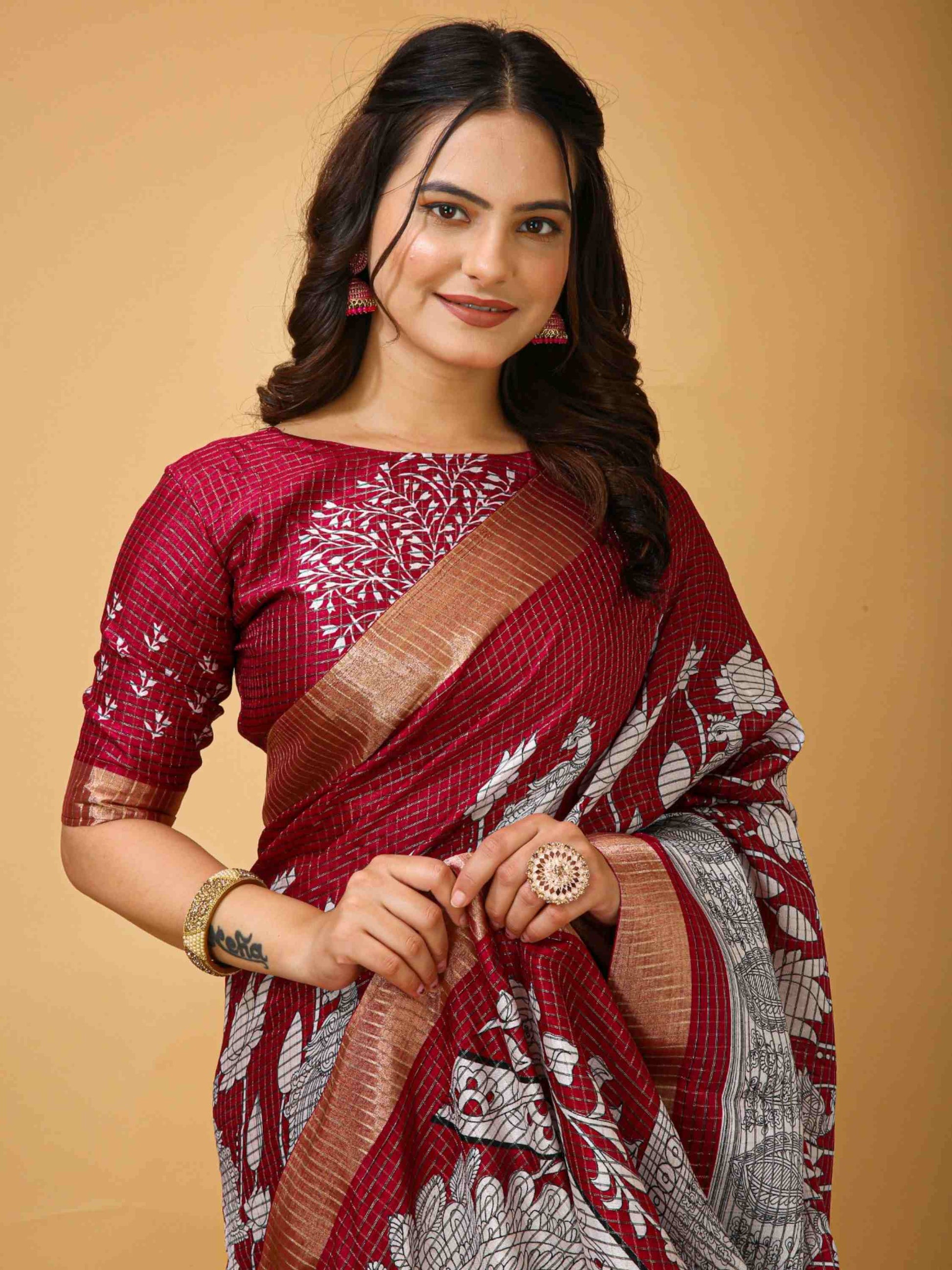 Maroon Handloom Cotton Saree