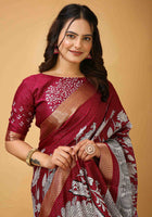 Maroon Handloom Cotton Saree