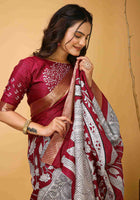 Maroon Handloom Cotton Saree