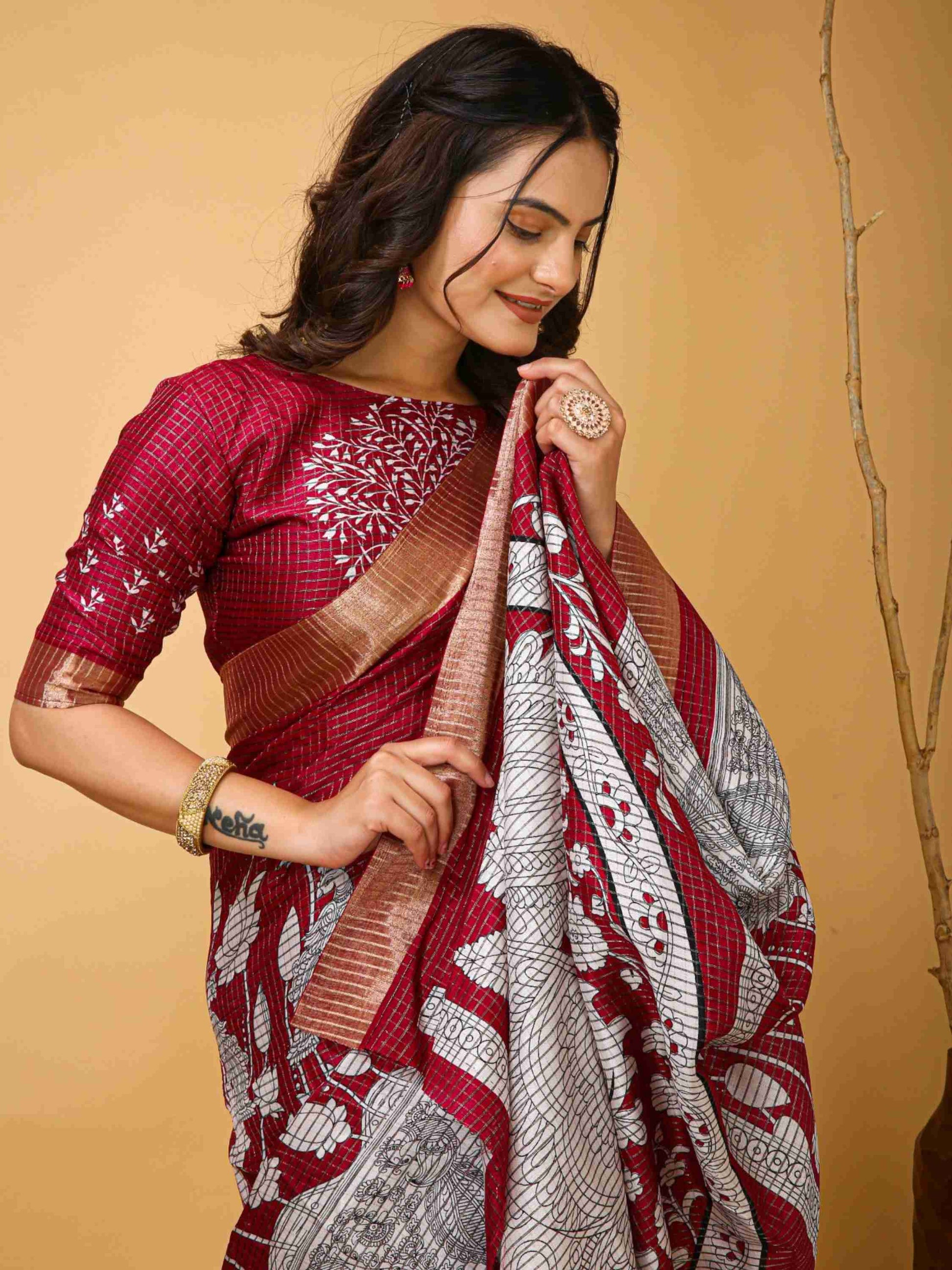 Maroon Handloom Cotton Saree