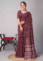 Maroon Jaipuri cotton saree
