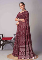 Maroon Jaipuri cotton saree