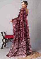 Maroon Jaipuri cotton saree