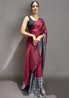 Maroon Ready-to-Wear Saree