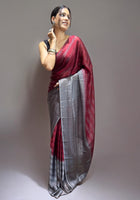 Maroon Ready-to-Wear Saree