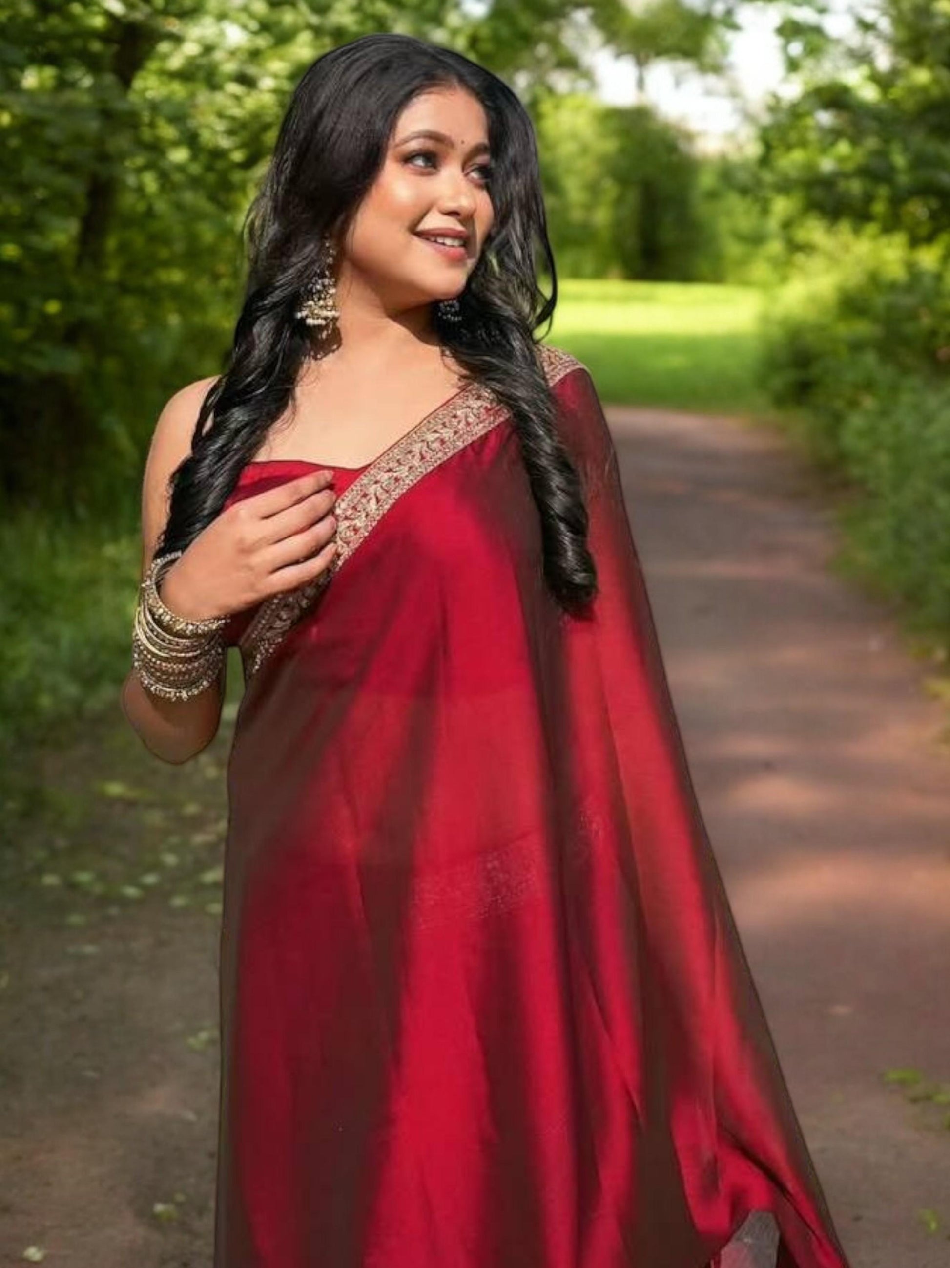 Maroon Silk Saree