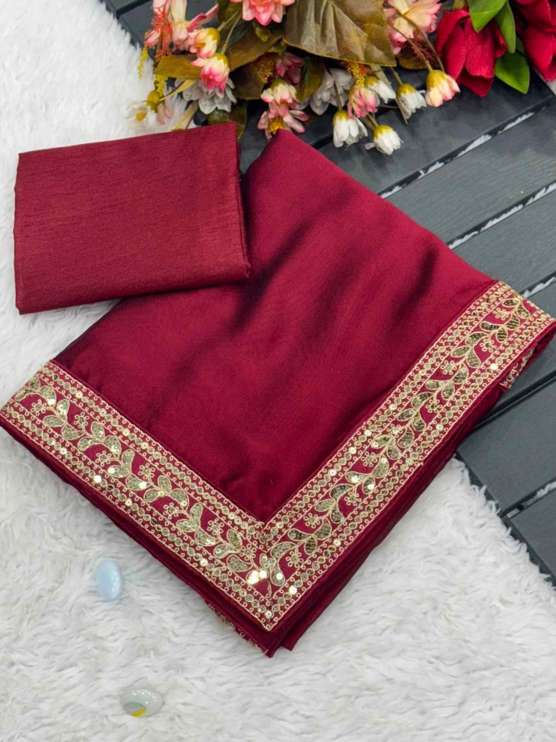 Maroon Silk Saree