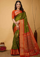 Mehandi Green Dola Silk Saree