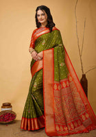 Mehandi Green Dola Silk Saree