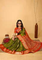 Mehandi Green Dola Silk Saree