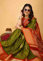 Mehandi Green Dola Silk Saree