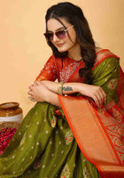 Mehandi Green Dola Silk Saree