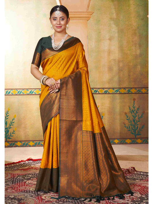 Mustard Kanjivaram Silk Saree