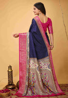 Navy Blue Dola Silk Cotton Saree