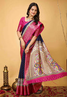 Navy Blue Dola Silk Cotton Saree