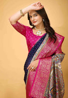 Navy Blue Dola Silk Cotton Saree