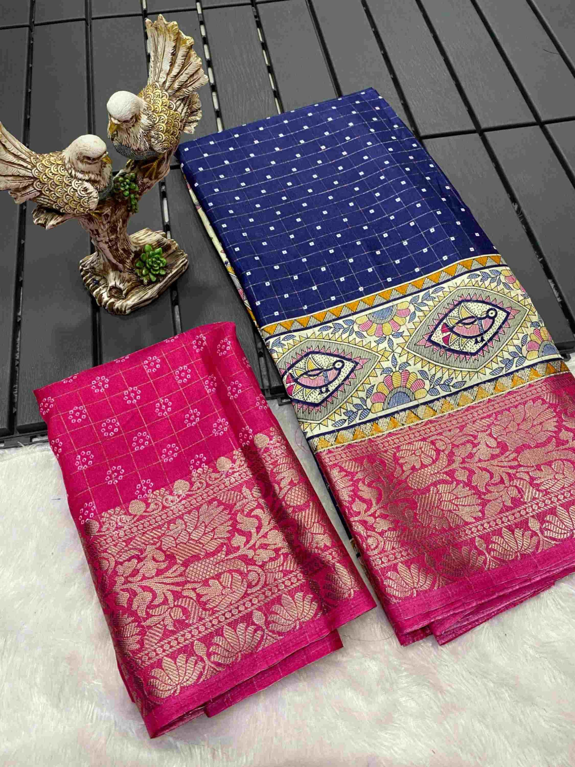 Navy Blue Dola Silk Cotton Saree