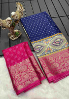 Navy Blue Dola Silk Cotton Saree