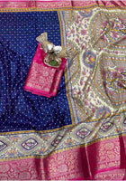 Navy Blue Dola Silk Cotton Saree