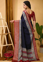 Navy Blue Dola Silk Cotton Saree