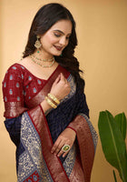 Navy Blue Dola Silk Cotton Saree