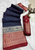 Navy Blue Dola Silk Cotton Saree