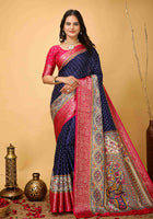 Navy Blue Dola Silk Cotton Saree
