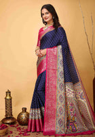Navy Blue Dola Silk Cotton Saree