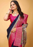 Navy Blue Dola Silk Cotton Saree