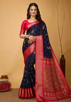 Navy Blue Dola Silk Saree