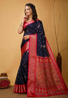 Navy Blue Dola Silk Saree