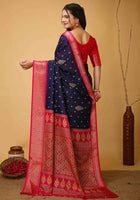 Navy Blue Dola Silk Saree