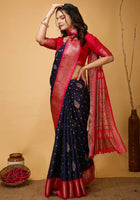 Navy Blue Dola Silk Saree