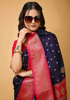 Navy Blue Dola Silk Saree