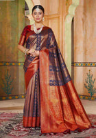 Navy Blue Kanjivaram Silk Saree