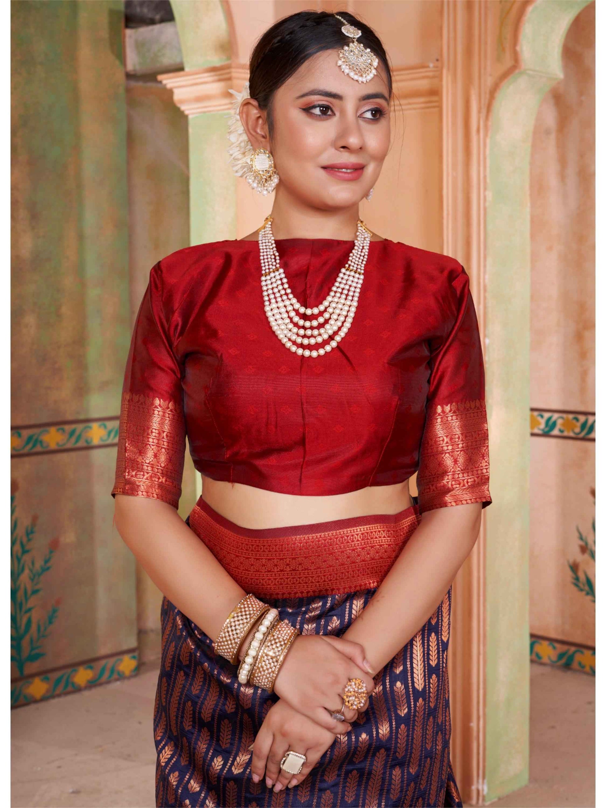 Navy Blue Kanjivaram Silk Saree