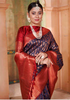 Navy Blue Kanjivaram Silk Saree