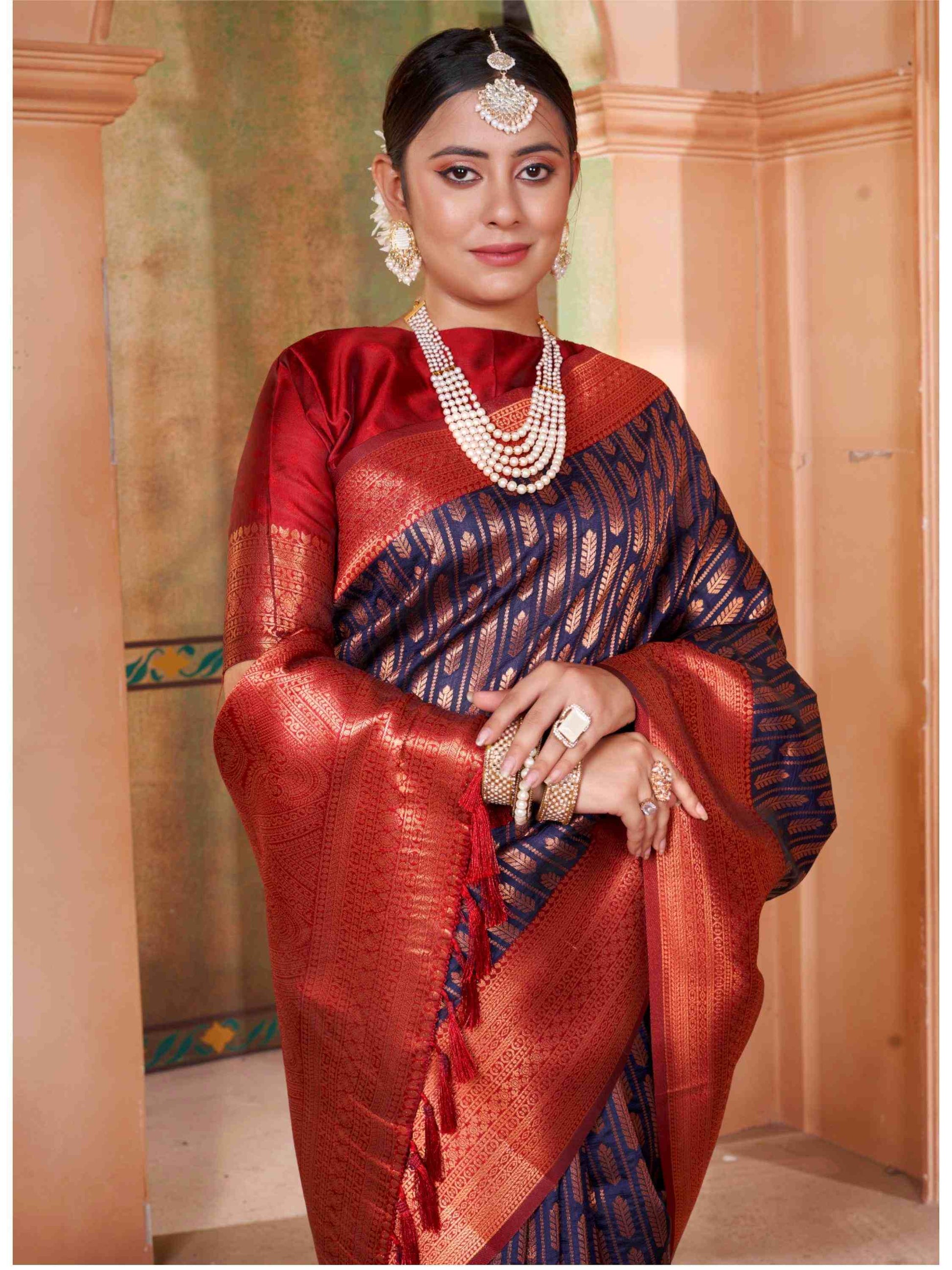 Navy Blue Kanjivaram Silk Saree