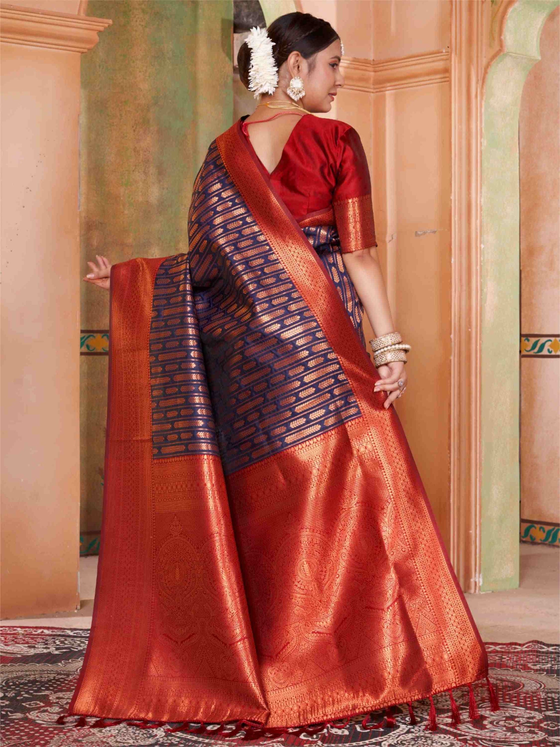 Navy Blue Kanjivaram Silk Saree